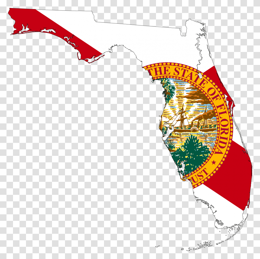 Florida Map Clipart Florida Flag Map, Leisure Activities, Logo, Trademark Transparent Png