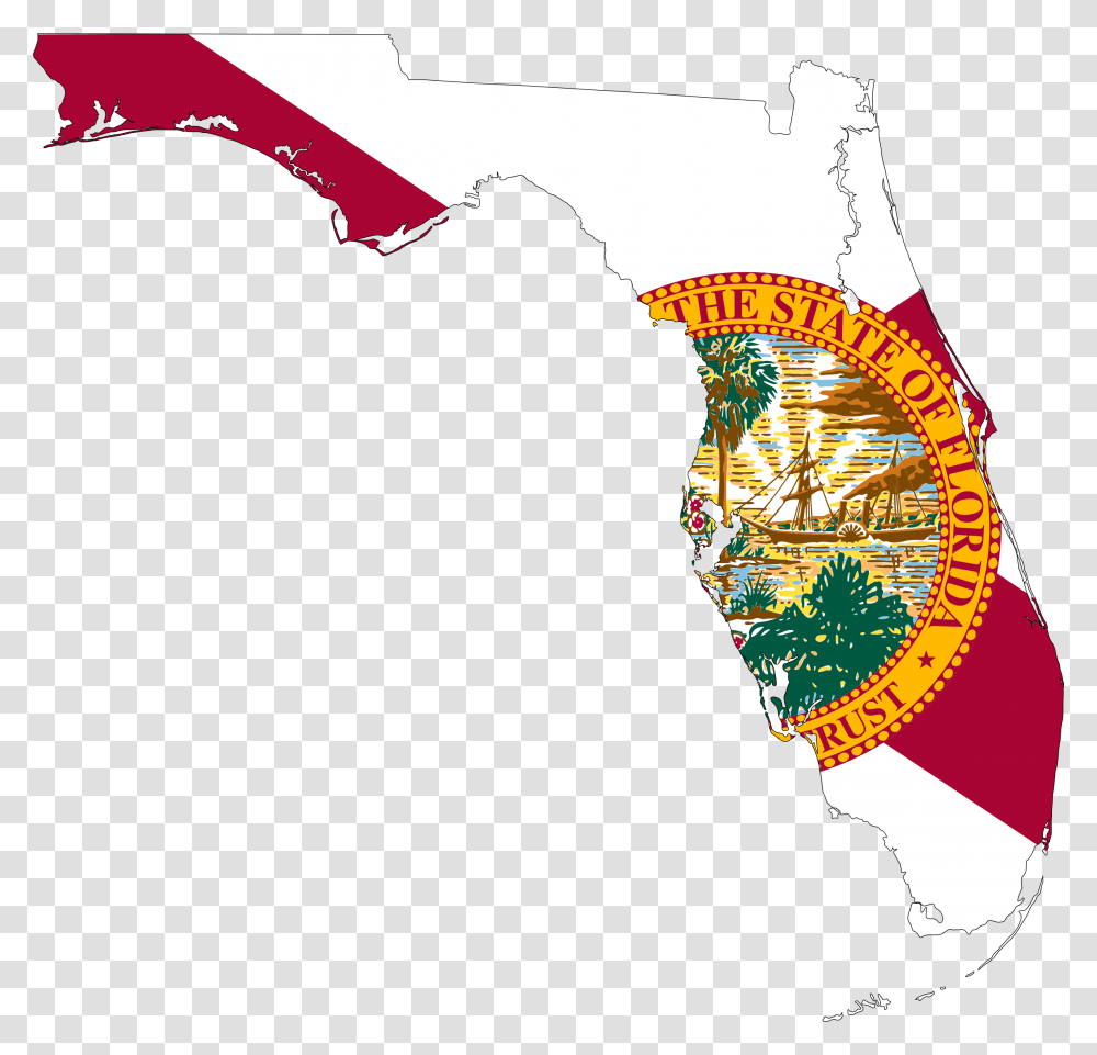 Florida Map Flag Clip Arts State Florida Flag Map, Bag, Hardhat, Helmet, Crowd Transparent Png