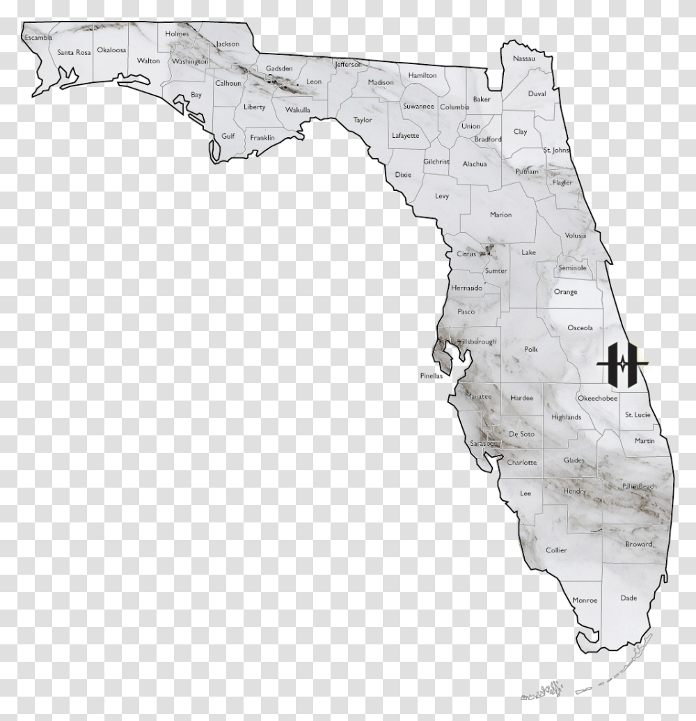 Florida Map Outline State Of Florida White, Plot, Diagram, Plan, Atlas Transparent Png