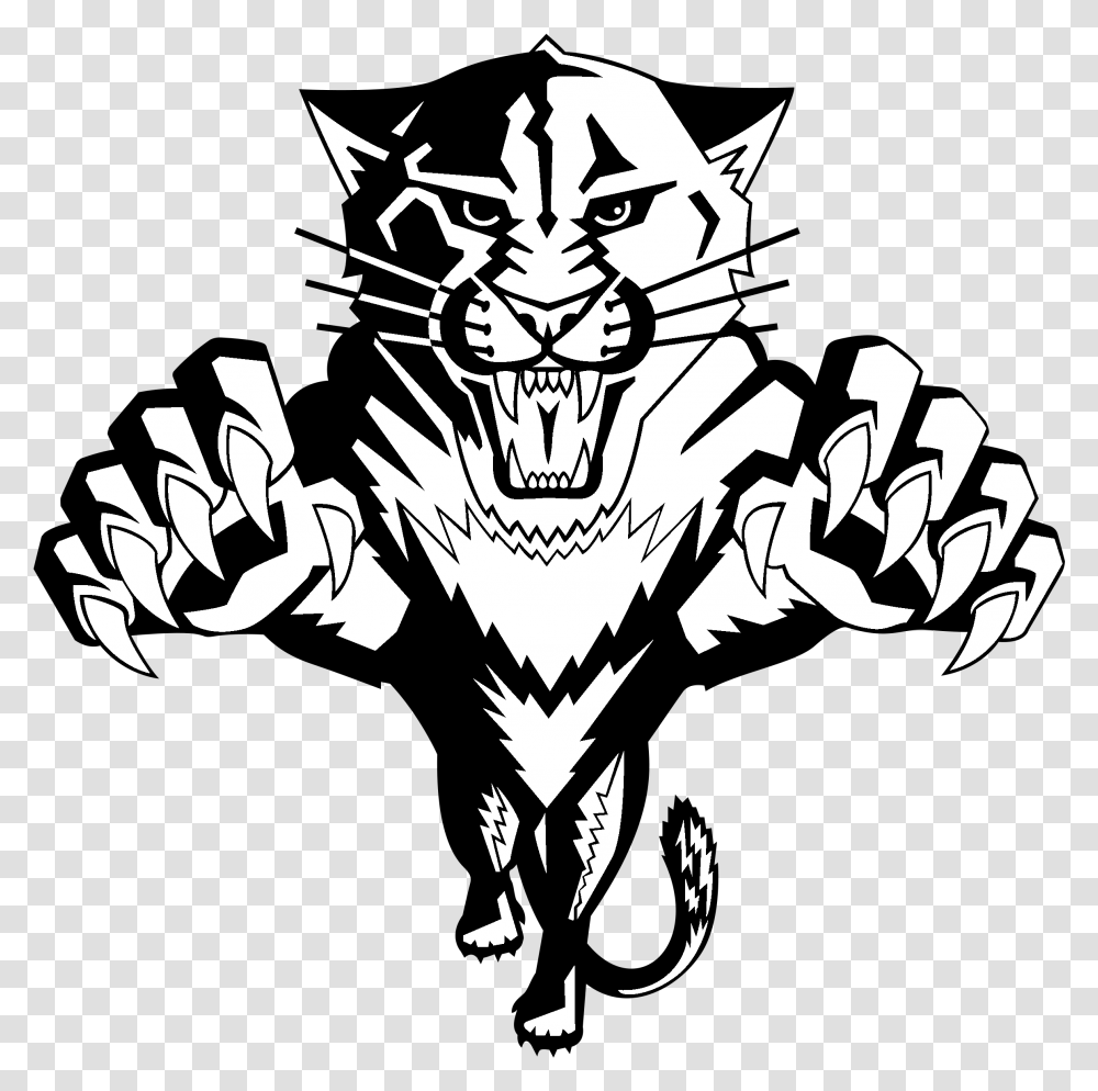 Florida Panthers Logo Black And White Old Florida Panthers Logo, Hook, Stencil, Claw Transparent Png