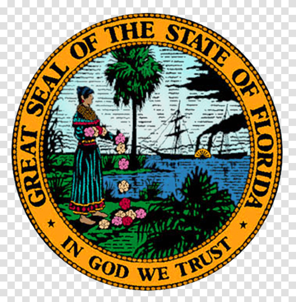 Florida Vector Great Seal Of Florida Vector, Logo, Person, Outdoors Transparent Png