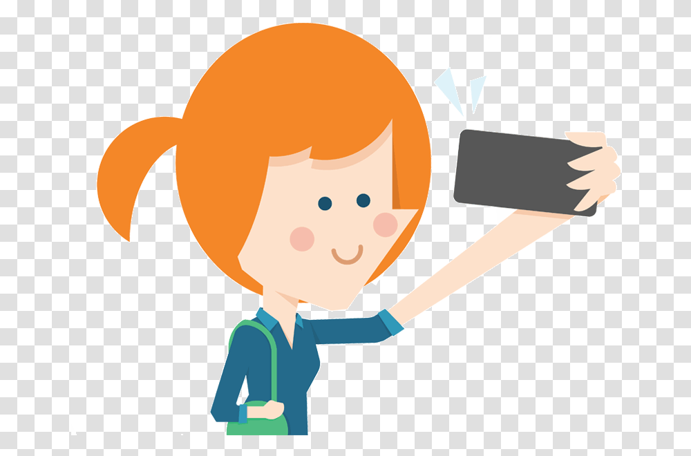 Flosocial Taking A Selfie Sentimientos Positivos Y Negativos, Girl, Female, Drawing Transparent Png