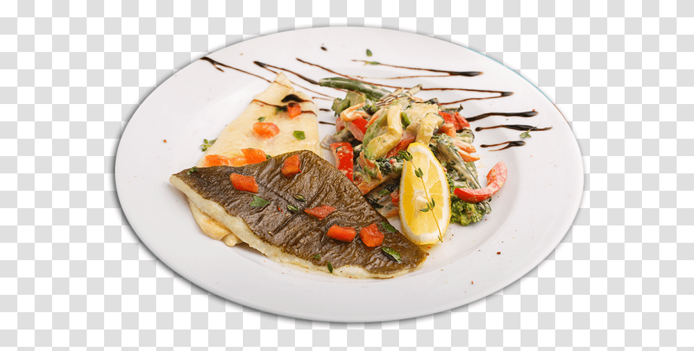 Flounder With Vegetables In Creamy Sauce Fish, Dish, Meal, Food, Platter Transparent Png