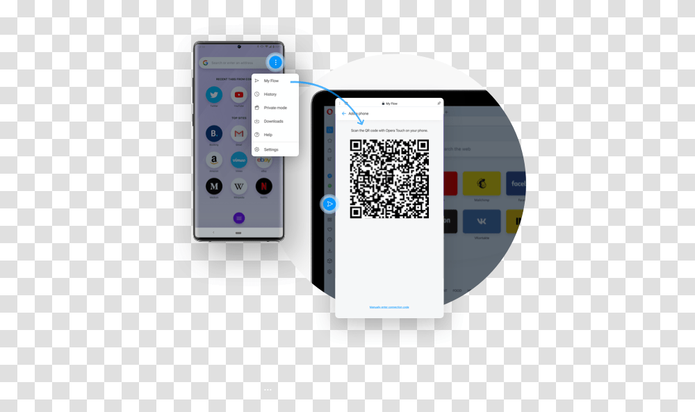Flow Share Things Smoothly Between Your Computer And Phone Vertical, Mobile Phone, Electronics, Cell Phone, QR Code Transparent Png