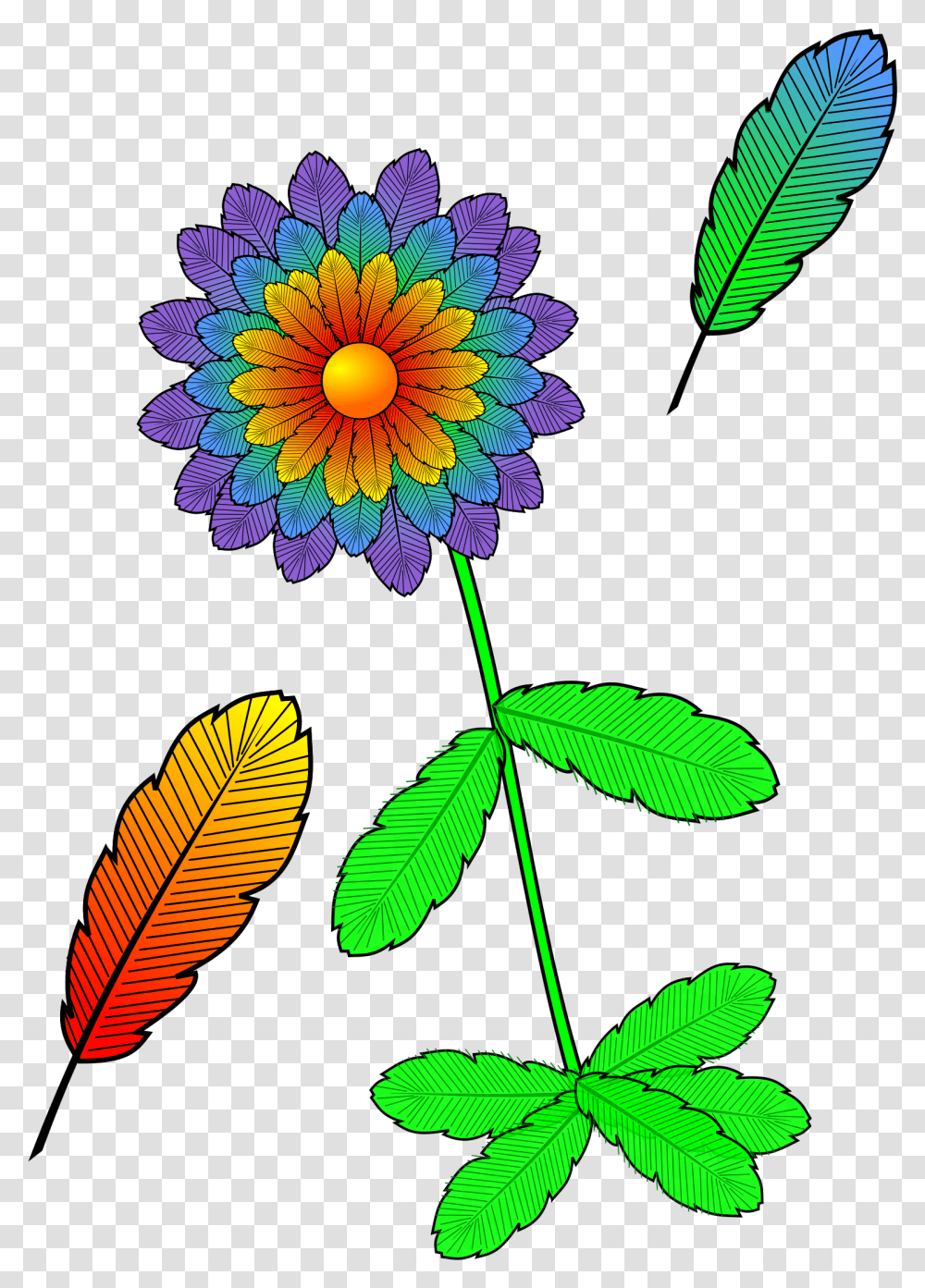 Flower And Feather Clip Art, Leaf, Plant, Pattern, Ornament Transparent Png