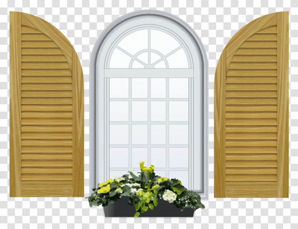 Flower Arch Louvered Arch Top Pine Shutter Flat Single Panel Shutters, Home Decor, Curtain, Window, Window Shade Transparent Png