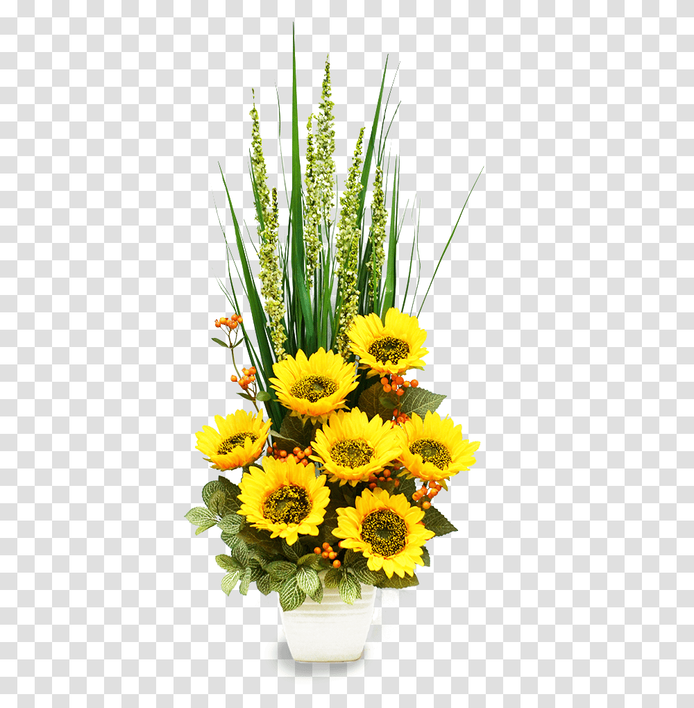 Flower Arrangement For Sunflower, Plant, Ikebana, Vase Transparent Png