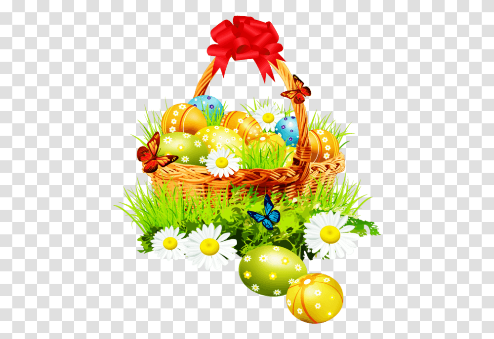 Flower Basket Clipart Easter Basket, Egg, Food, Birthday Cake Transparent Png