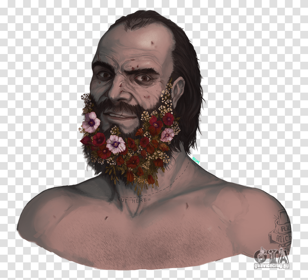 Flower Beard Trevor Trevor Gta V, Person, Plant, Head Transparent Png