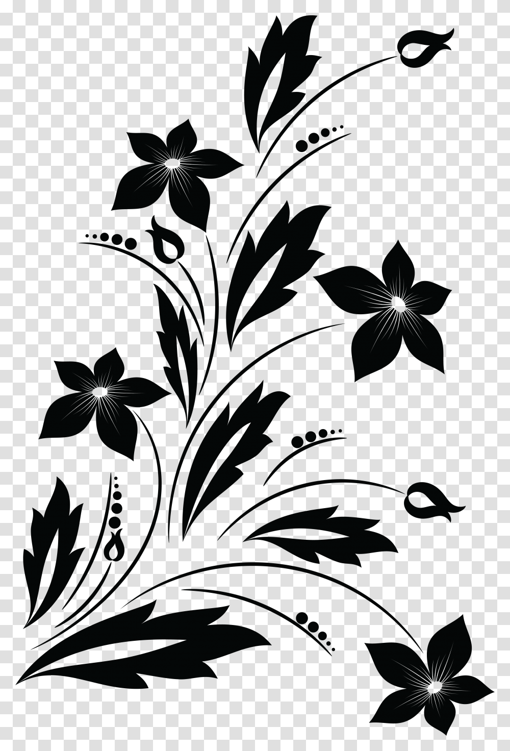 Flower Black And White Flower Clipart Black And White Floral Design Pattern Gray Transparent Png Pngset Com