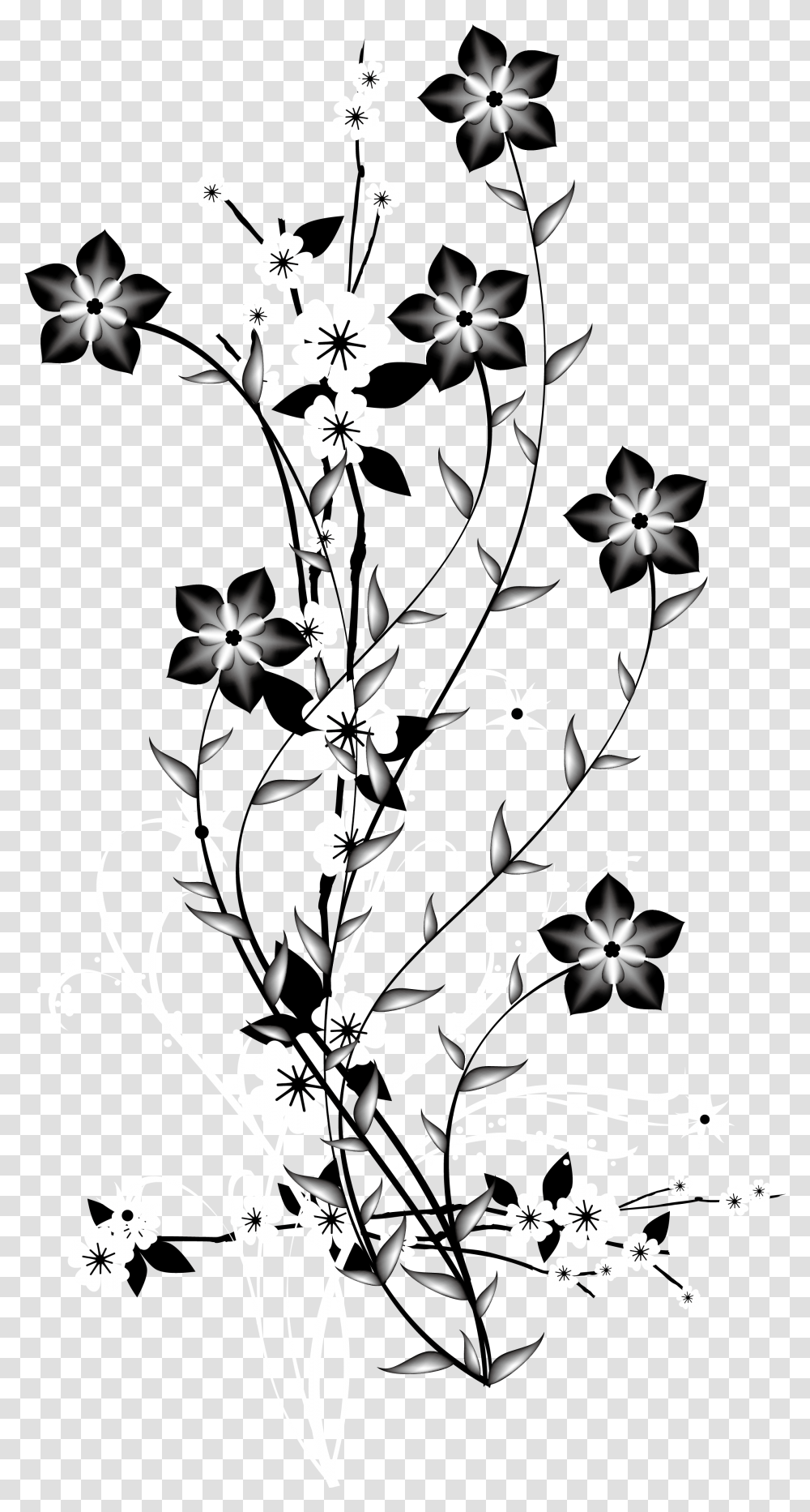 Flower Black And White, Floral Design, Pattern Transparent Png