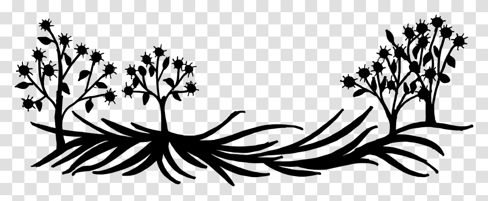 Flower Black And White Silhouette Plant Visual Arts Background Nature, Stencil, Floral Design, Pattern Transparent Png