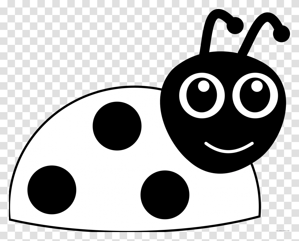 Flower Black And White Simple Clipart Ladybug Black And White, Stencil, Symbol Transparent Png