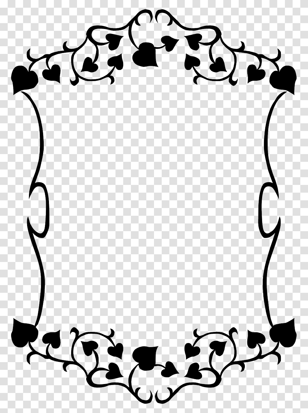 Flower Border Clipart Black And White, Stencil, Scroll, Handwriting Transparent Png
