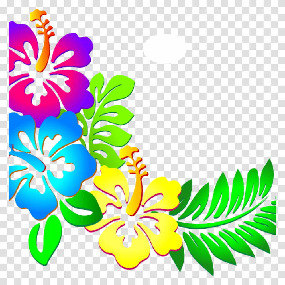 Flower Border Clipart Hibiscus Hawaiian Flowers, Graphics, Floral Design, Pattern, Plant Transparent Png