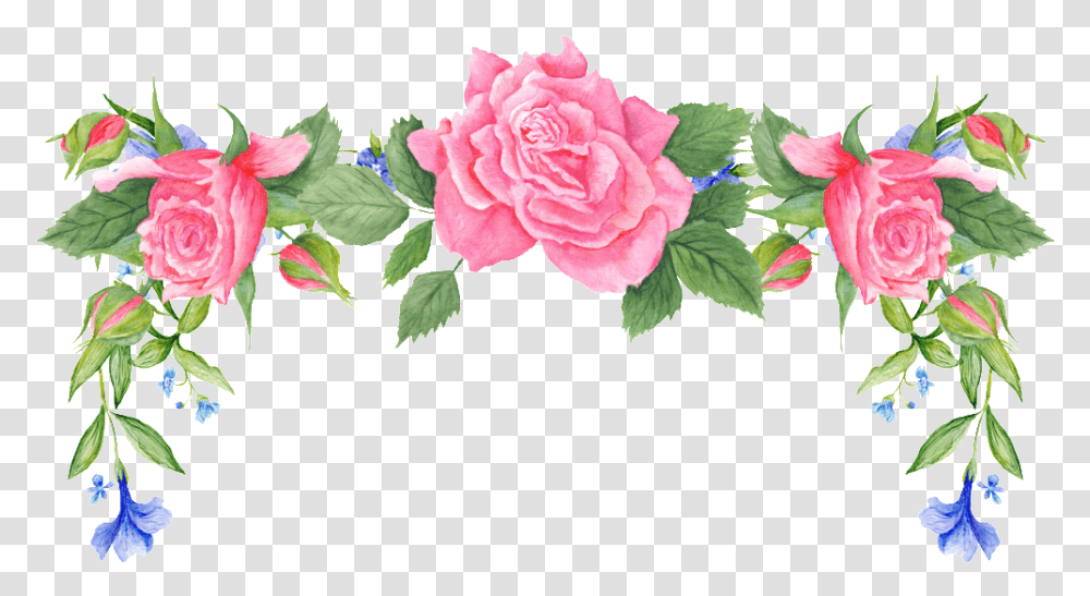 Flower Border Decorative Shabby Chic Wood Background With Flowers, Plant, Blossom, Rose, Floral Design Transparent Png