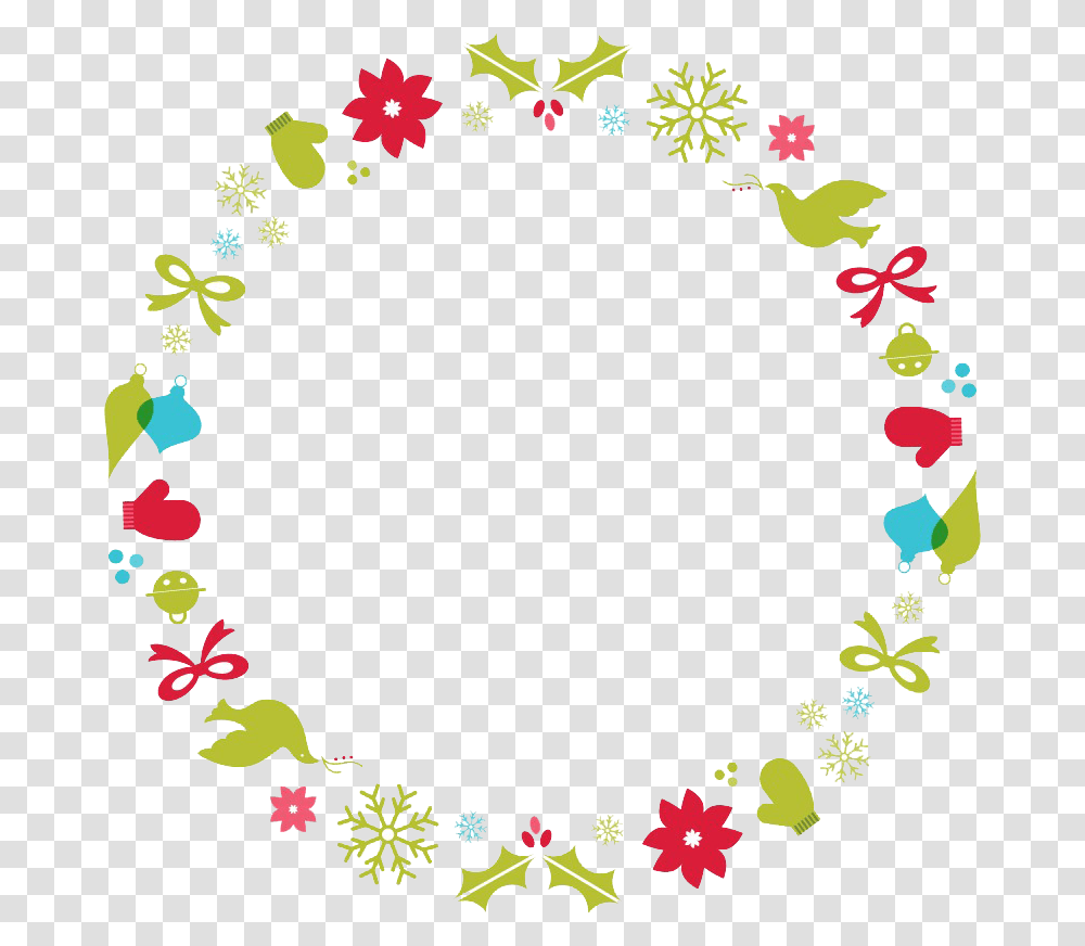 Flower Border Designs Free Images Round Christmas Border Clipart, Floral Design, Pattern, Wreath Transparent Png