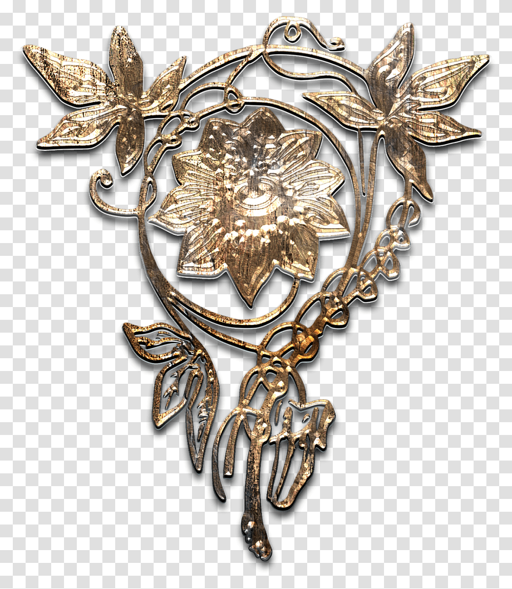 Flower Brooch Aged Gold Metal Texture Broche De Oro, Jewelry, Accessories, Accessory Transparent Png