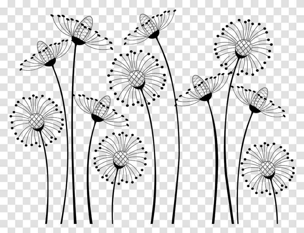Flower Cartoon Black And White Drawing Clip Art Flowers Black And White, Plant, Dandelion, Blossom, Daisy Transparent Png