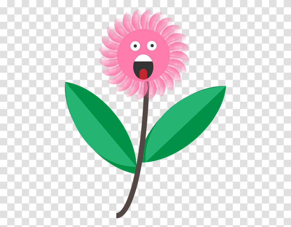 Flower Cartoon Face Cute Design Nature Flower Cartoon With Face, Leaf, Plant, Blossom, Petal Transparent Png