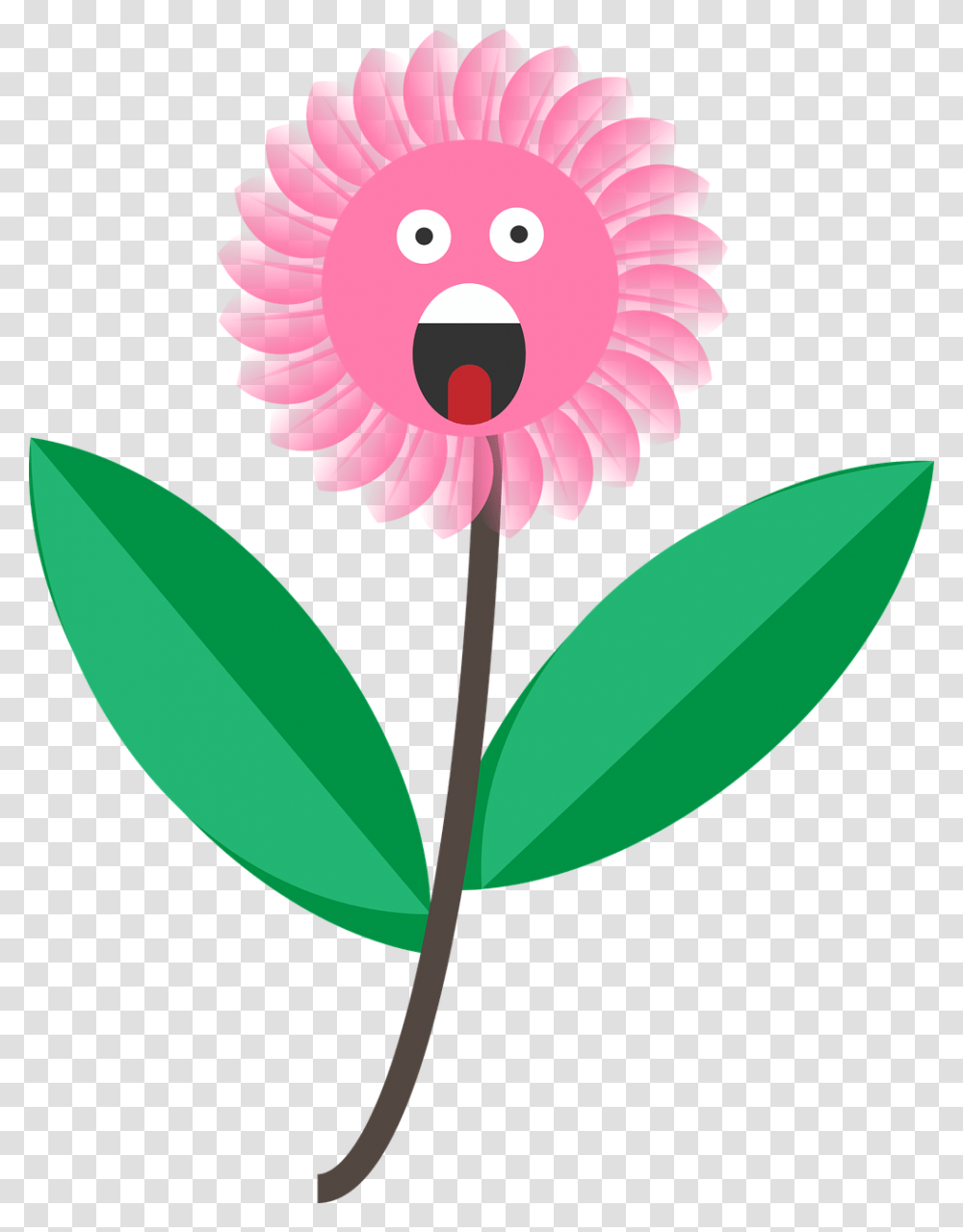 Flower Cartoon Face Cute Design Nature Happy, Leaf, Plant, Blossom, Petal Transparent Png