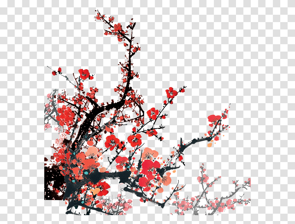 Flower China Painting, Plant, Blossom, Cherry Blossom Transparent Png