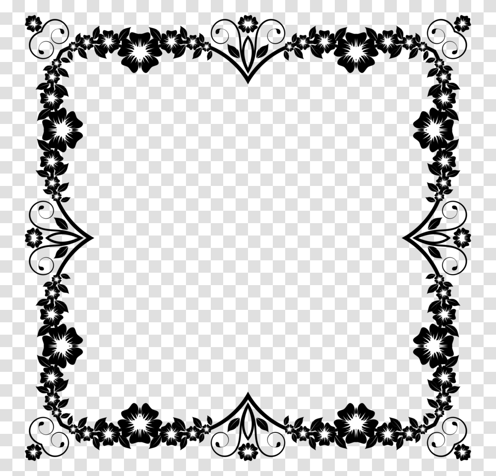 Flower Circle Border Black And White, Pattern, Oval, Lace, Alphabet Transparent Png