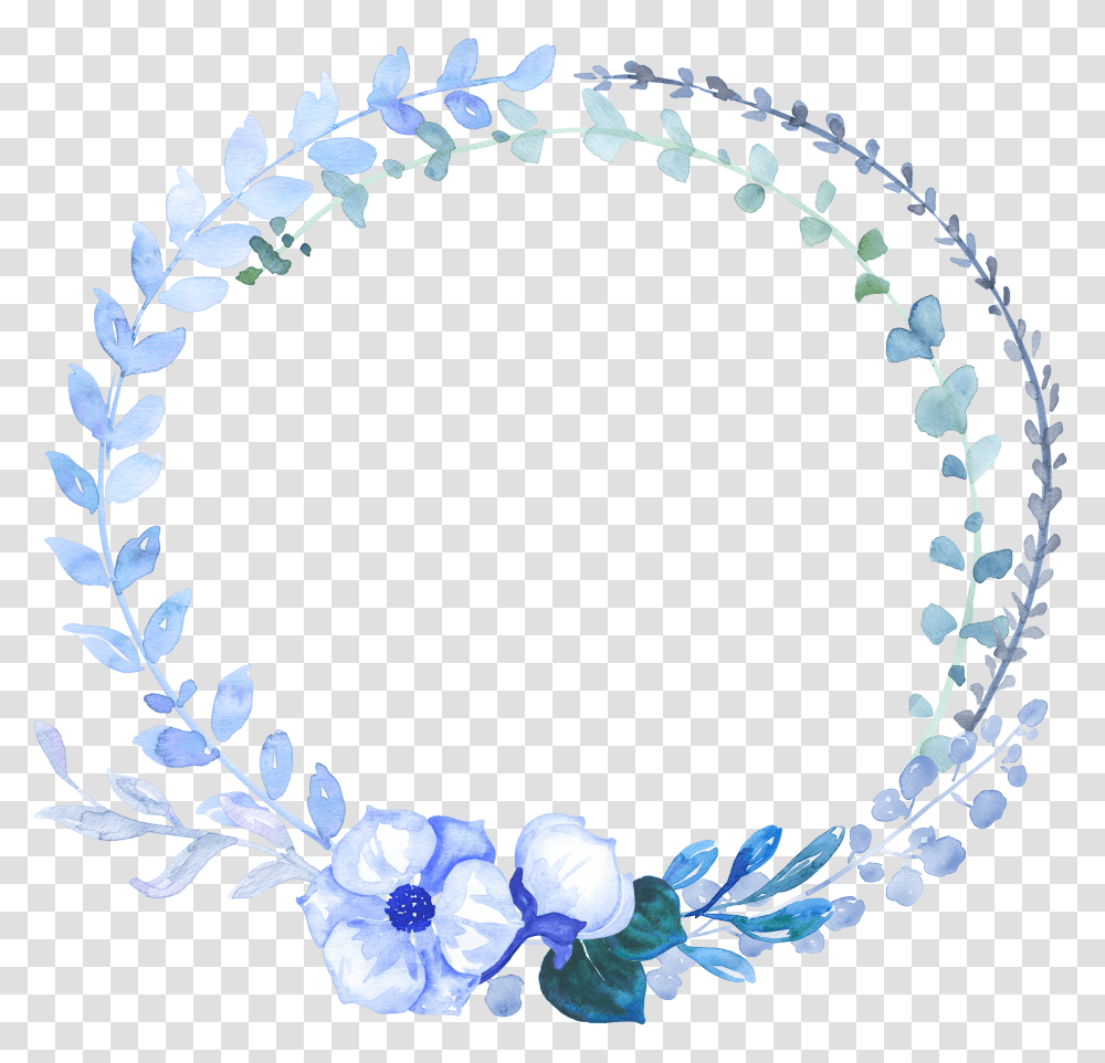 Flower Circle Clipart Blue Flower Wreath Transparent Png