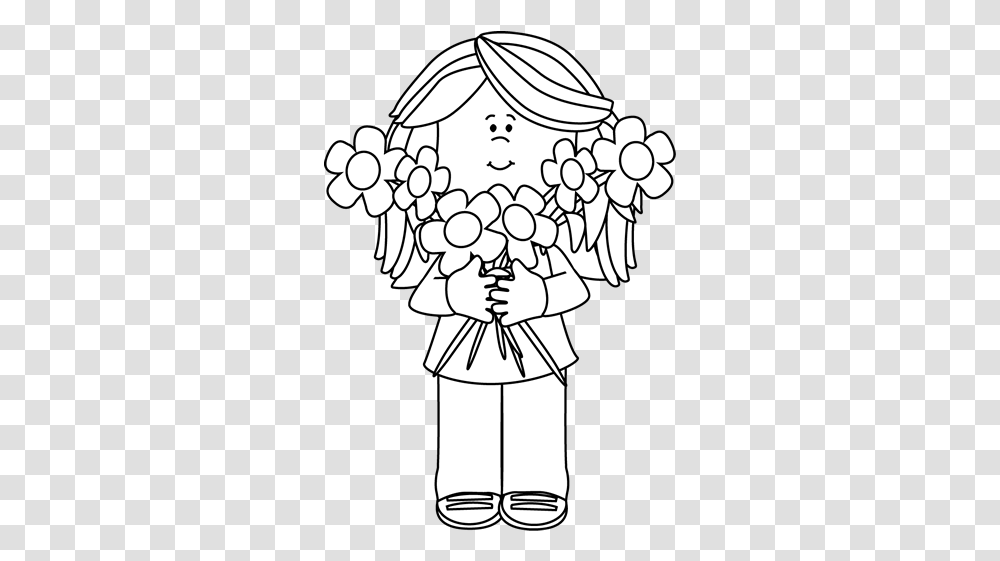 Flower Clip Art Flower Images Florist Clipart Black And White, Face, Performer, Crowd, Drawing Transparent Png