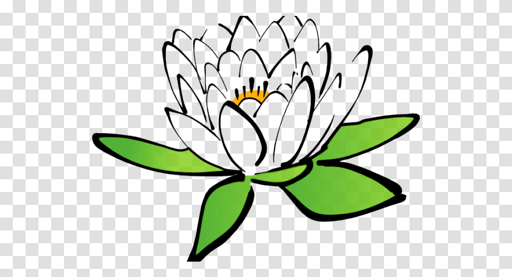 Flower Clipart Background Lotus Drawing With Cartoon Flowers Background, Plant, Green, Leaf, Blossom Transparent Png