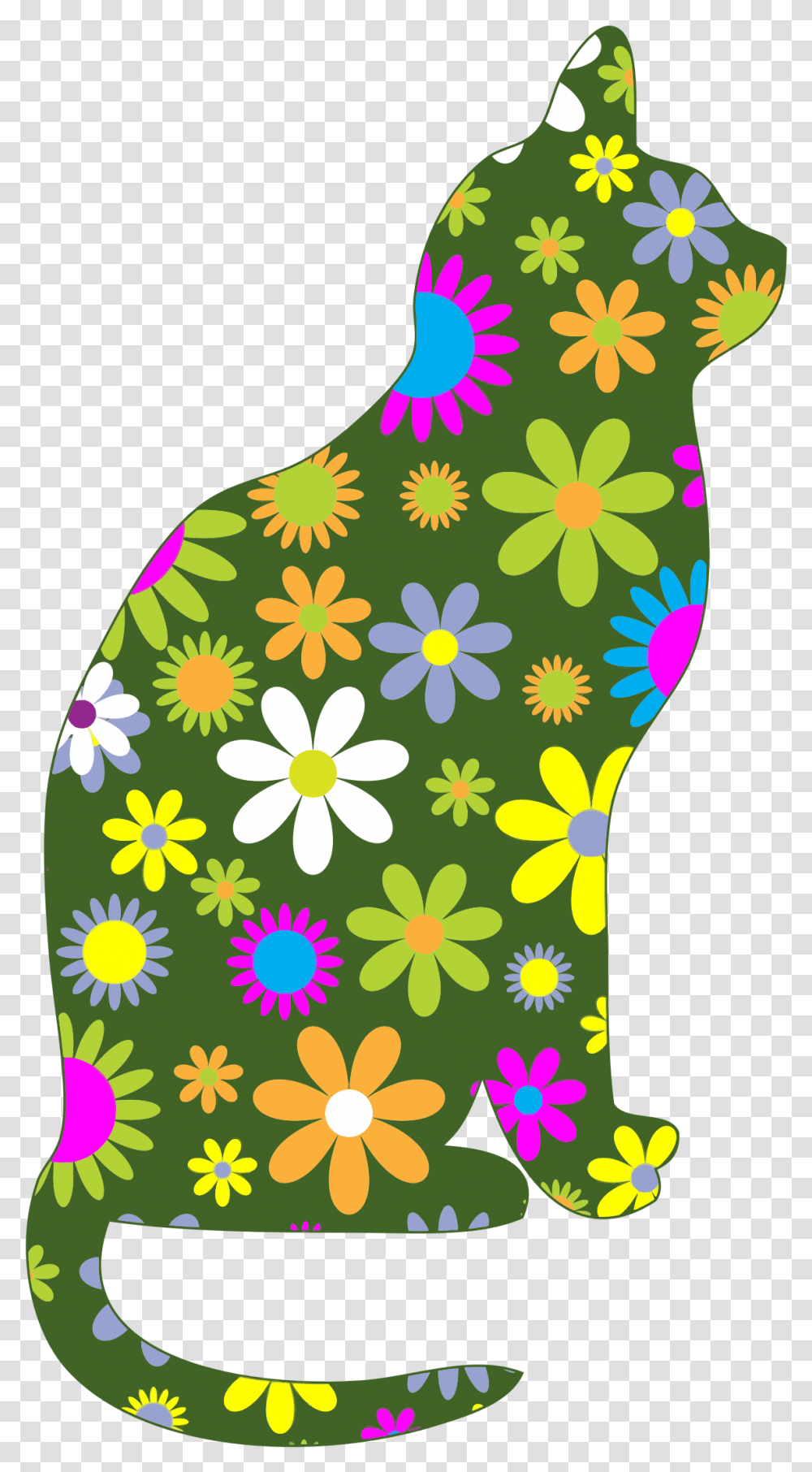 Flower Clipart Cat Free For Download Decorative, Graphics, Floral Design, Pattern, Food Transparent Png