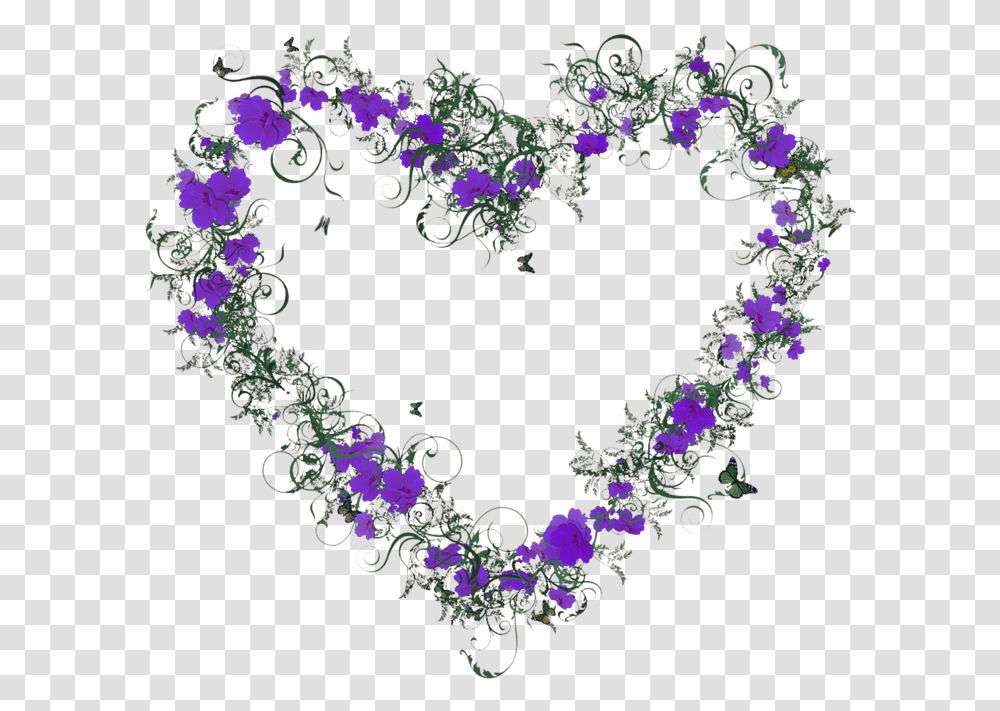 Flower Clipart Purple Flower Heart, Pattern, Floral Design Transparent Png