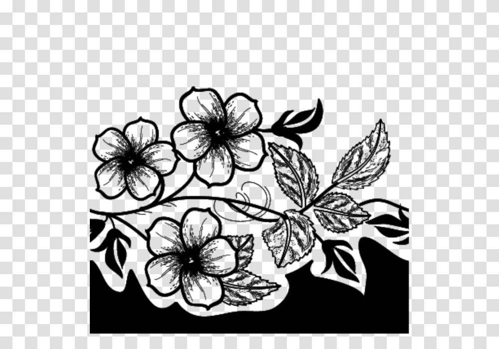 Flower Clipart Vector Flower Vector Illustration Black, Floral Design, Pattern, Stencil Transparent Png