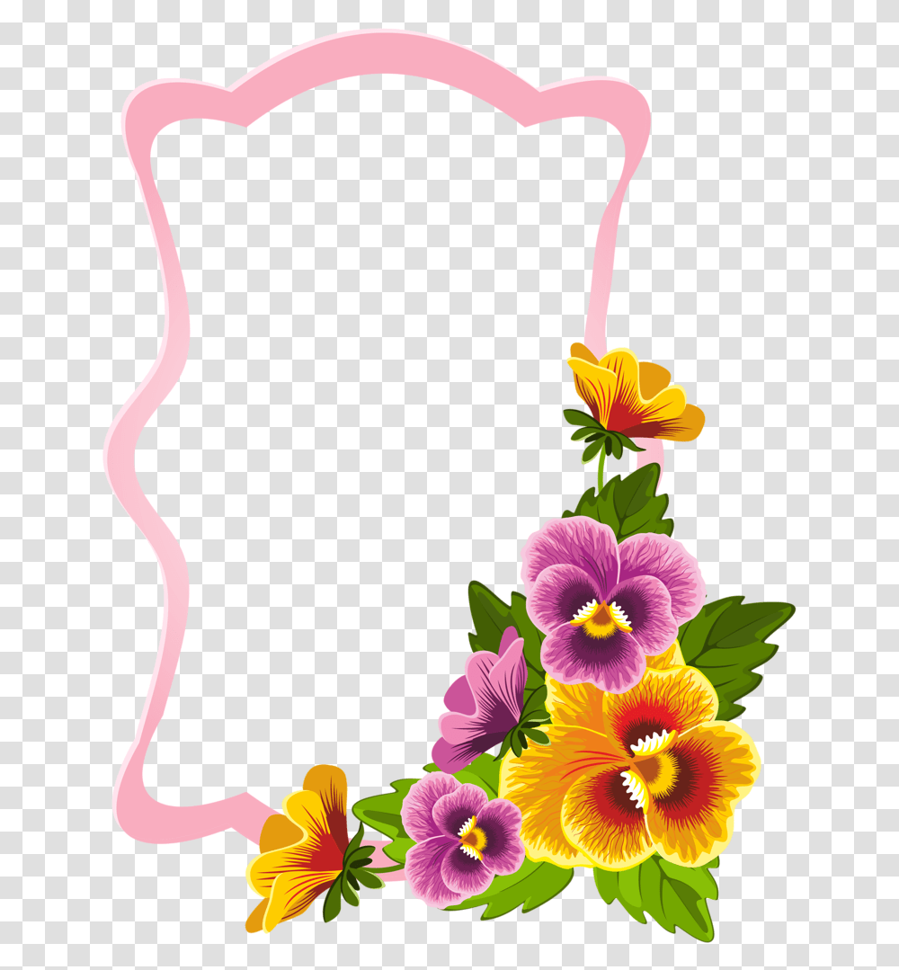 Flower Color Frame Clipart Download Flower, Plant, Blossom, Pansy Transparent Png