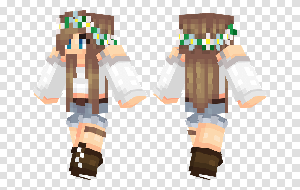 Flower Crown Minecraft Skin Girl Brown Hair, Toy, Costume, Sweets, Face Transparent Png