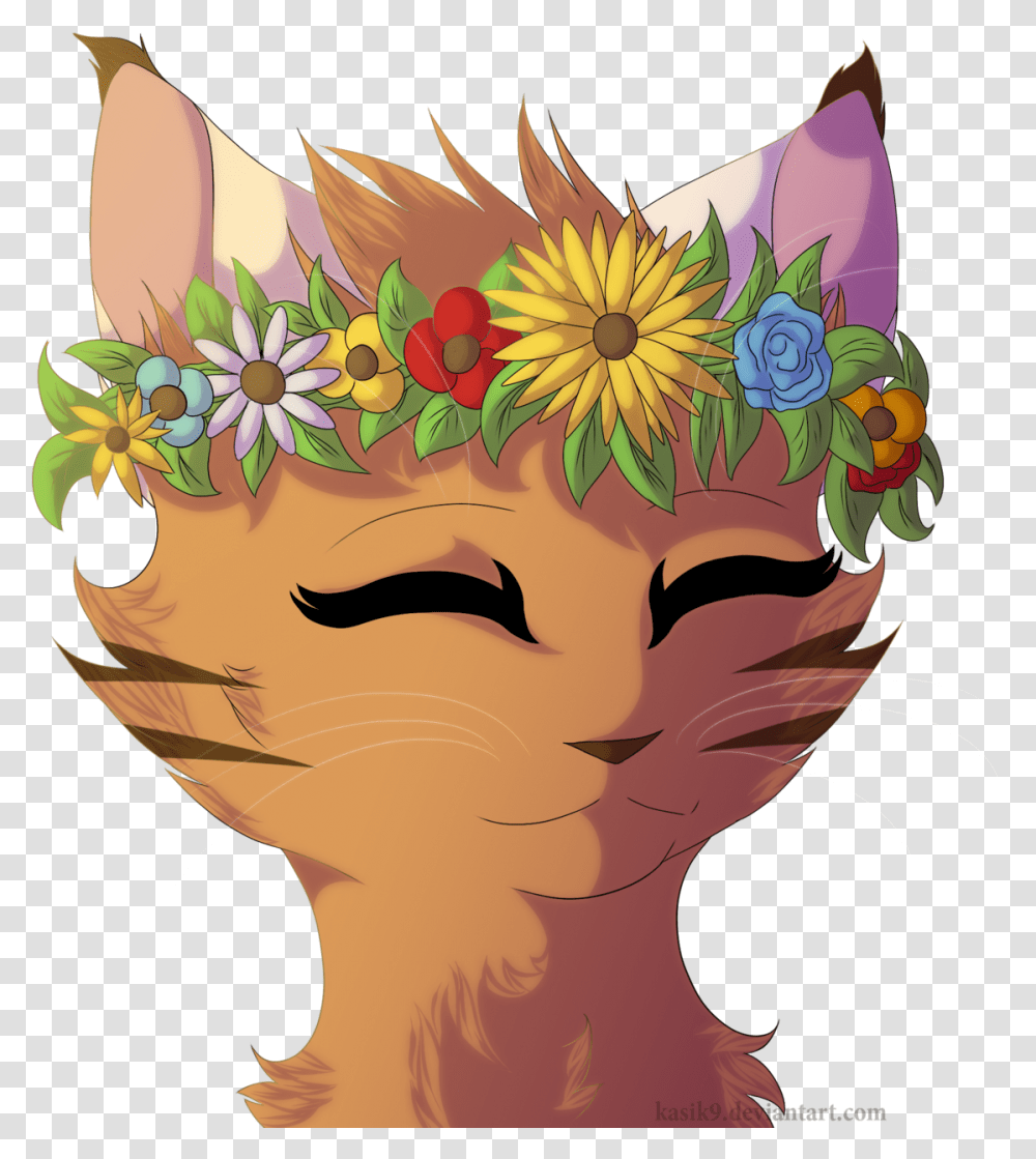 Flower Crowns Are Pretty By Kasik9 D8w38lb Cat Flower Crown Art, Floral Design, Pattern, Crowd Transparent Png