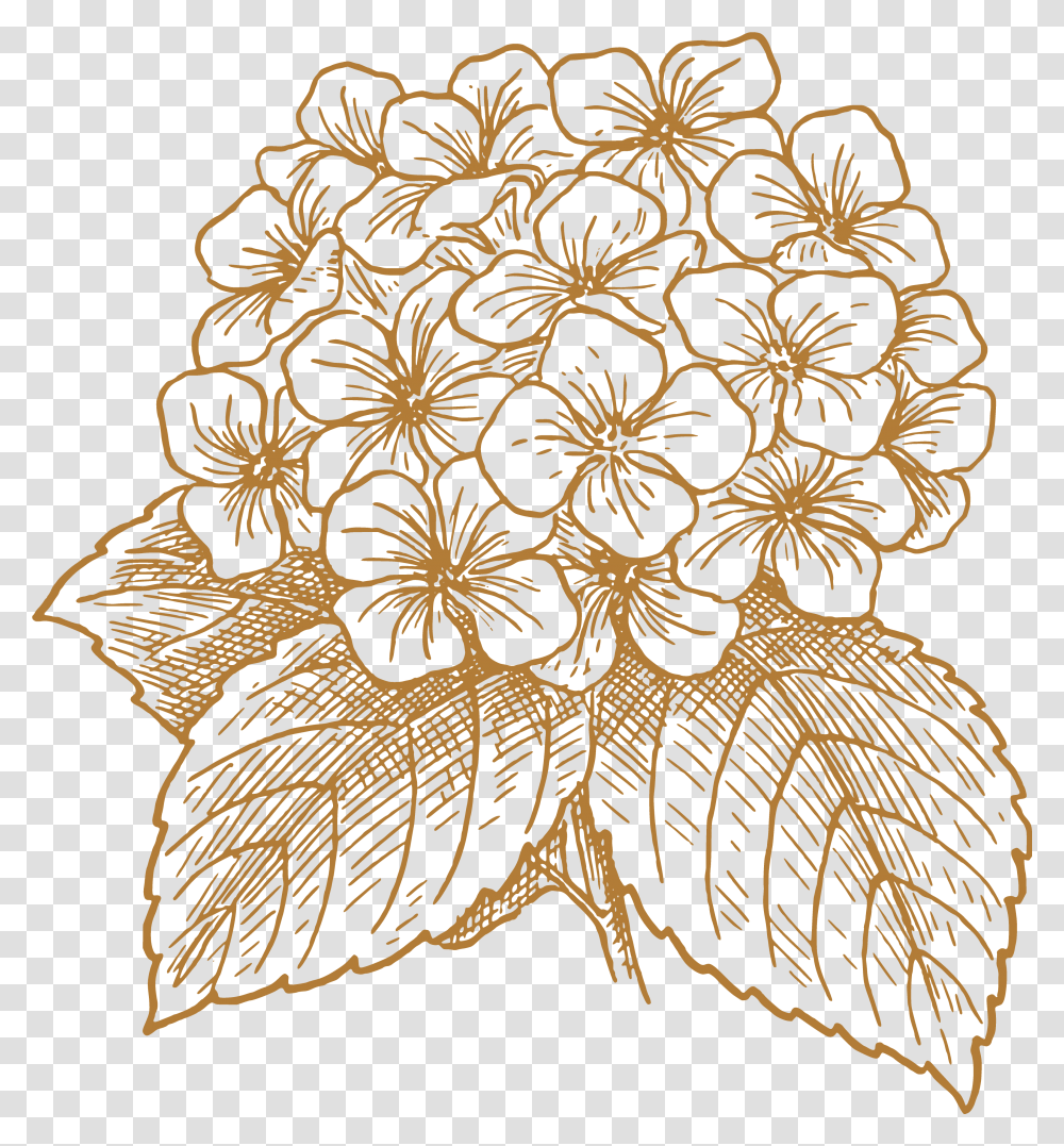 Flower Drawing French Hydrangea Flower Drawing Clip Hydrangea Clip Art, Rug, Leaf, Plant, Symbol Transparent Png