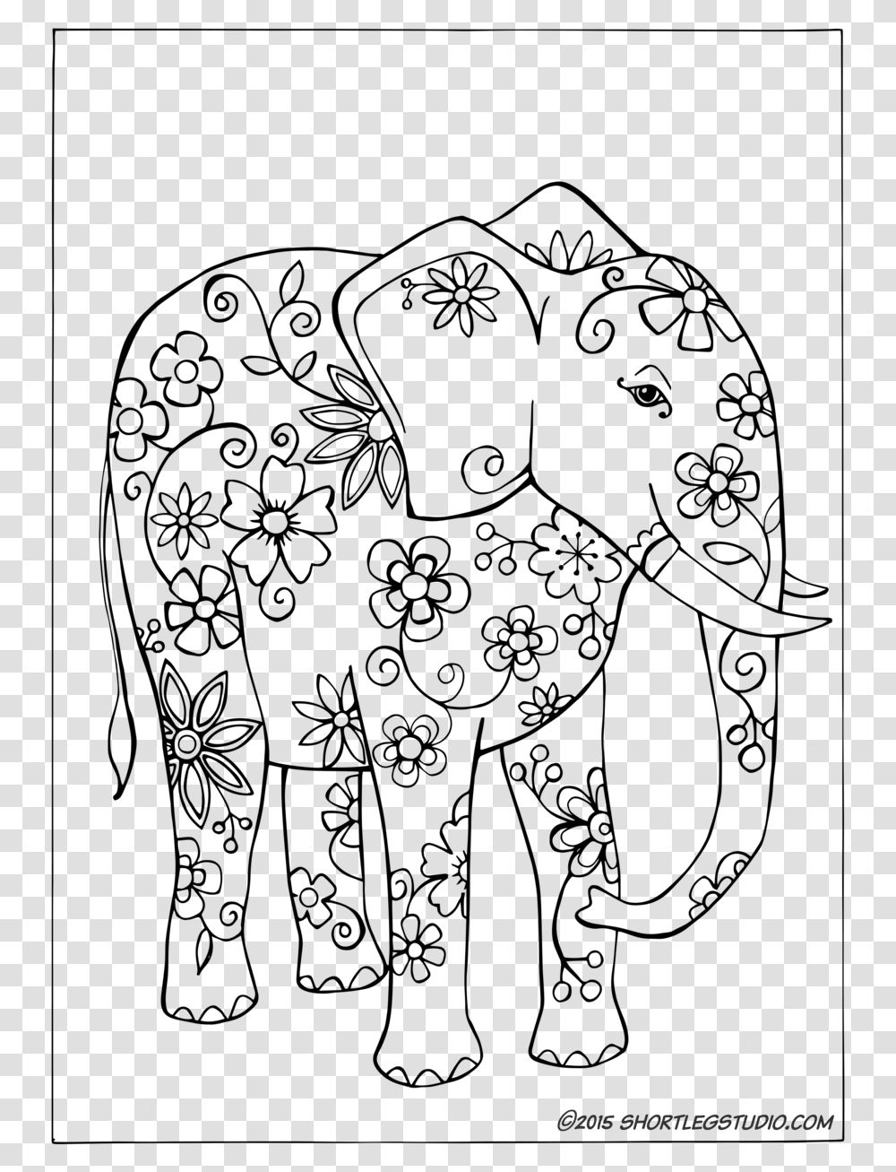 Flower Elephant Coloring Sheets Elephant, Gray, World Of Warcraft Transparent Png