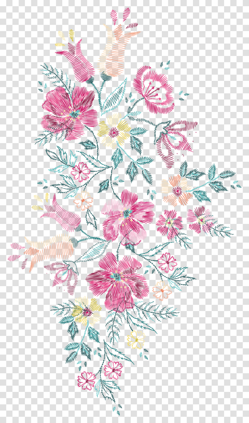 Flower Embroidery Euclidean Vector Floral Design Embroidery With Background, Pattern, Rug Transparent Png