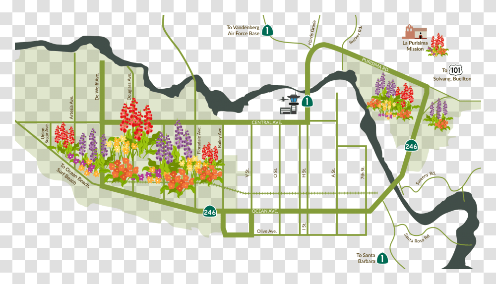 Flower Fields Lompoc California Map, Building, Stadium, Arena, Football Transparent Png