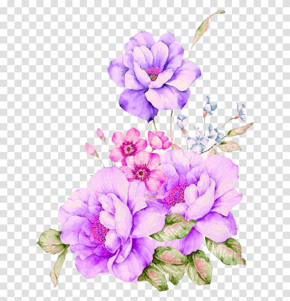 Flower Flowers Border Purple Nature Tumblr Water Paint Flower, Plant, Geranium, Blossom, Floral Design Transparent Png