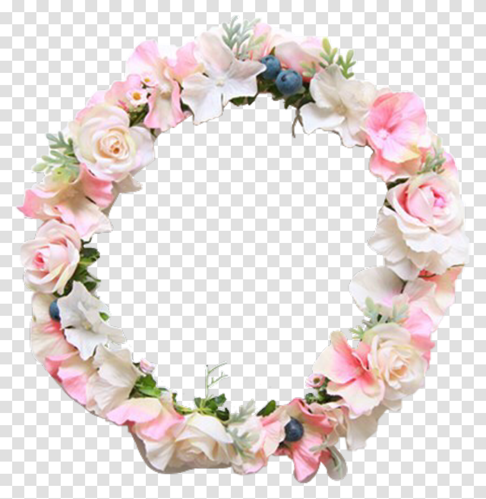 Flower Flowers Flowercrown Pink Cute Aesthetic Circle Flowers, Plant, Blossom, Ornament, Petal Transparent Png