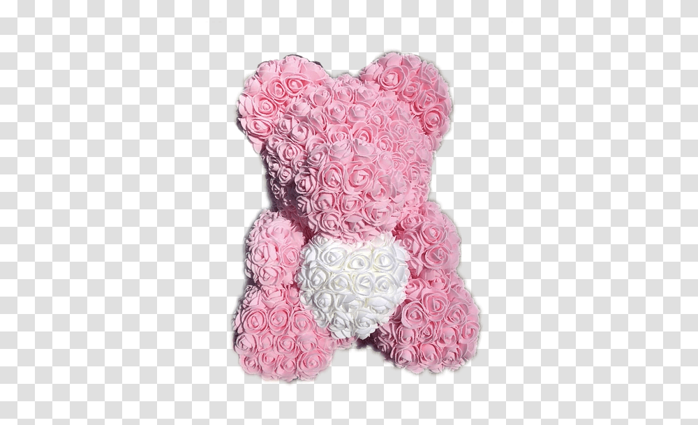 Flower Foam Bear Light Pink With White Heart Soft, Cushion, Wedding Cake, Pillow, Toy Transparent Png