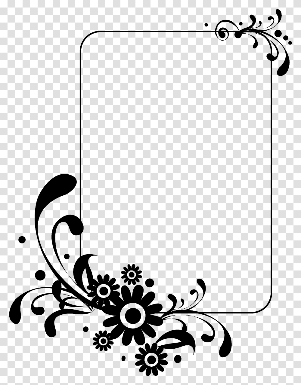 Flower Frame Clip Art Flowers Border Frame Design Black And White, Gray, World Of Warcraft Transparent Png