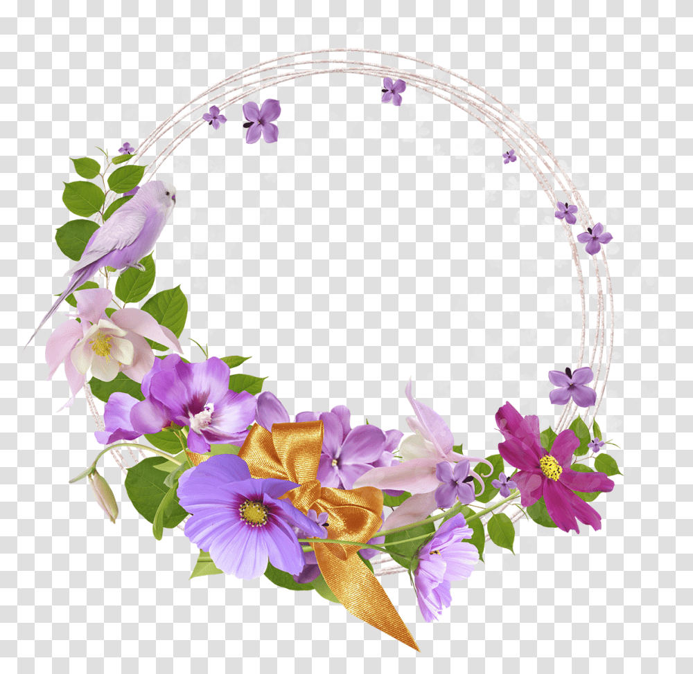 Flower Frame Clipart Circle Frame With Flowers, Wreath, Plant, Blossom Transparent Png