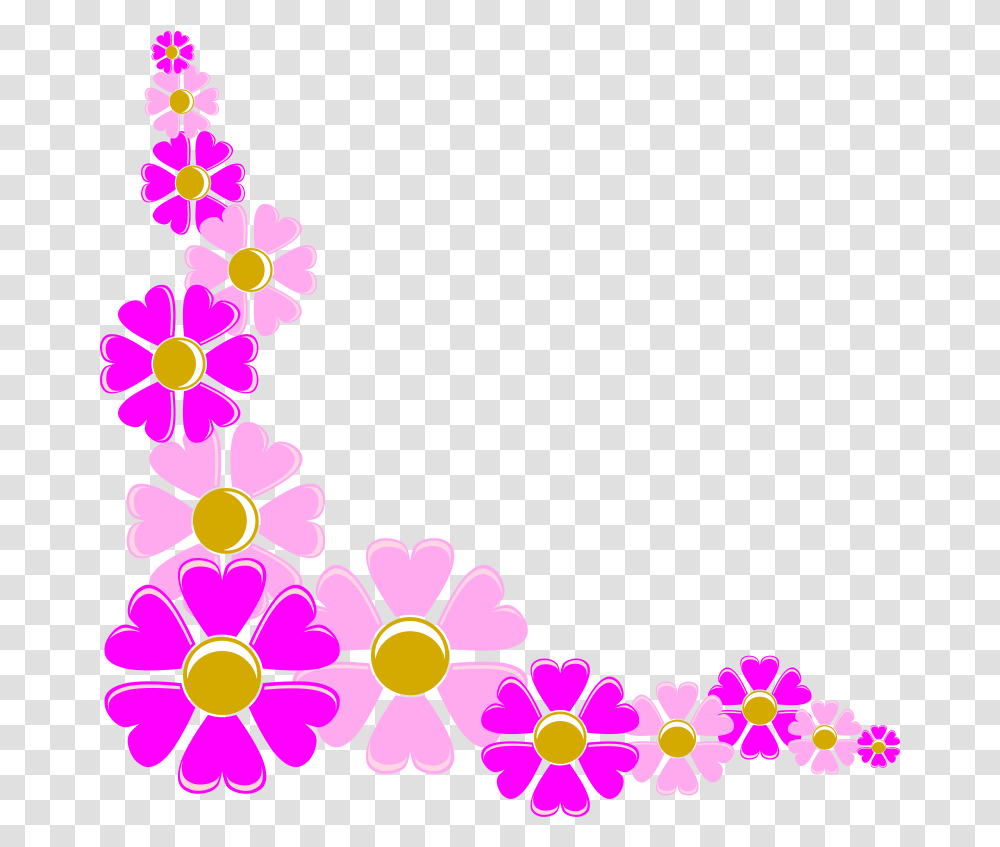 Flower Frame Clipartsco Flower Corner Design Colour, Graphics, Floral Design, Pattern, Purple Transparent Png
