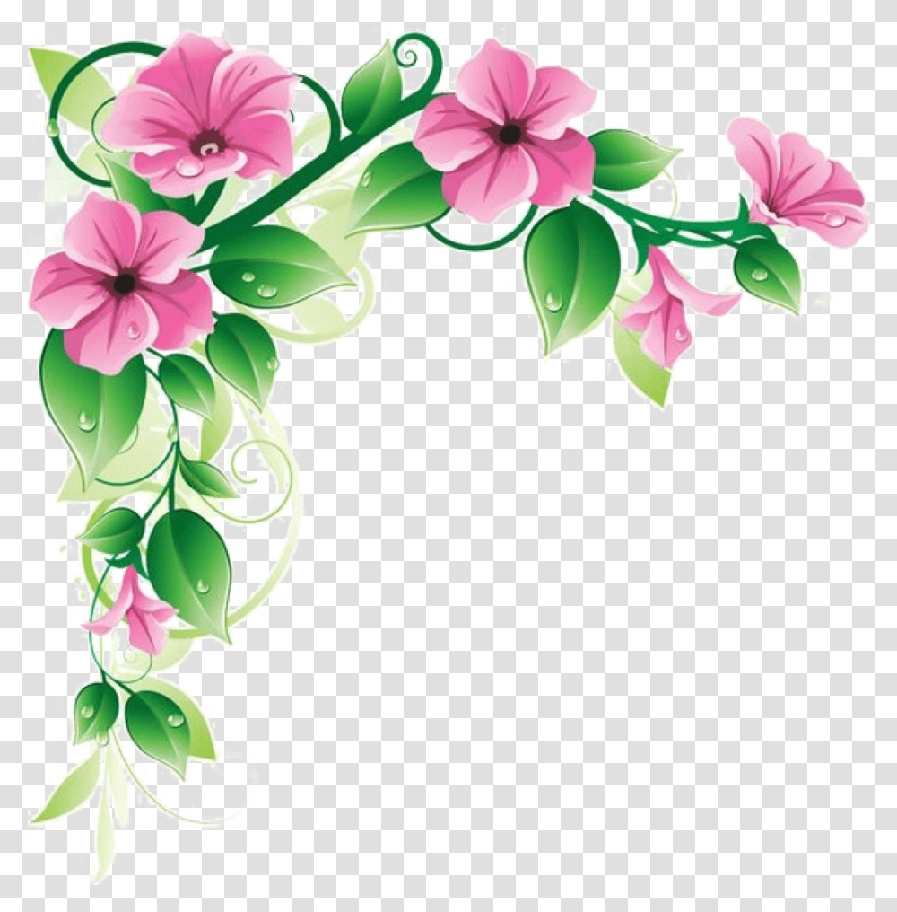 Flower Frame Picture Simple Flower Corner Design, Graphics, Art, Floral Design, Pattern Transparent Png