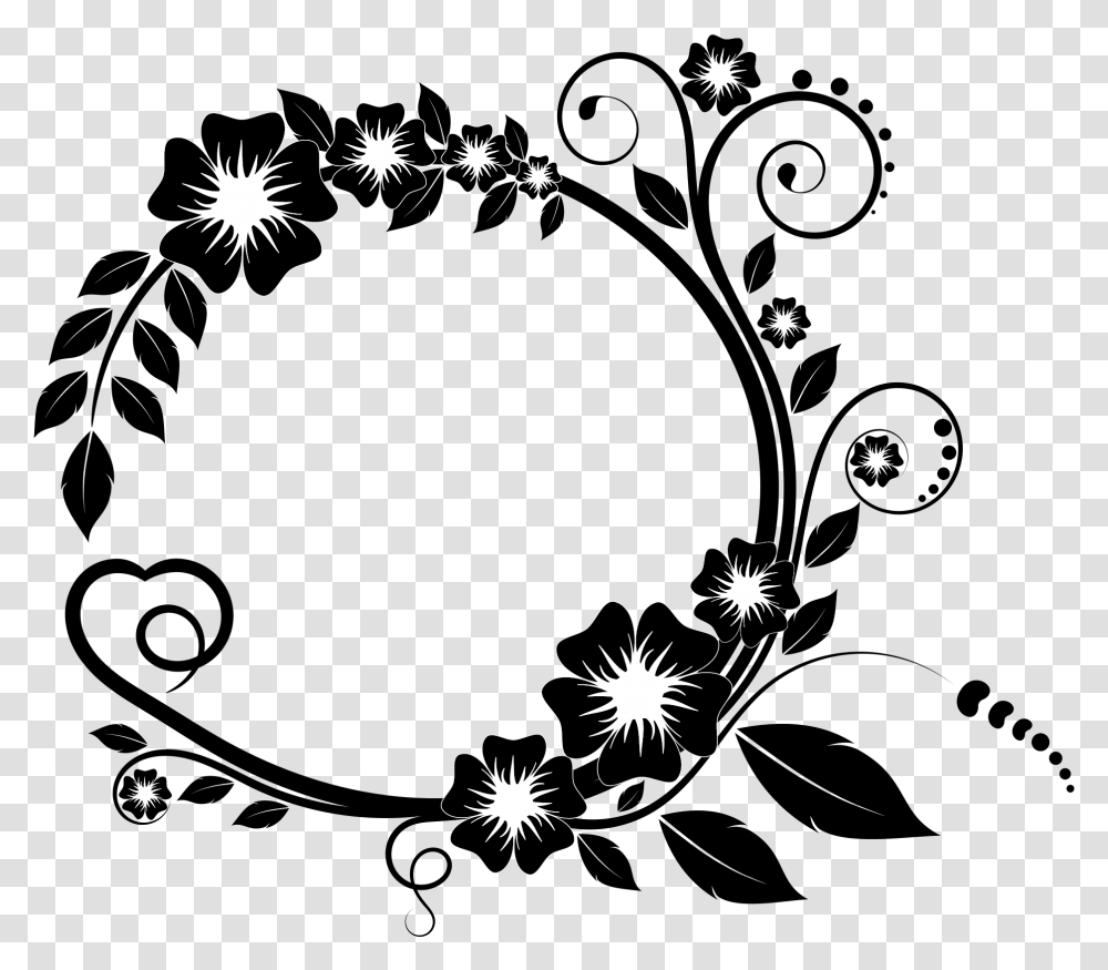 Flower Frame Stock Black And White Black And White Flower Border Designs, Snowflake, Light Transparent Png
