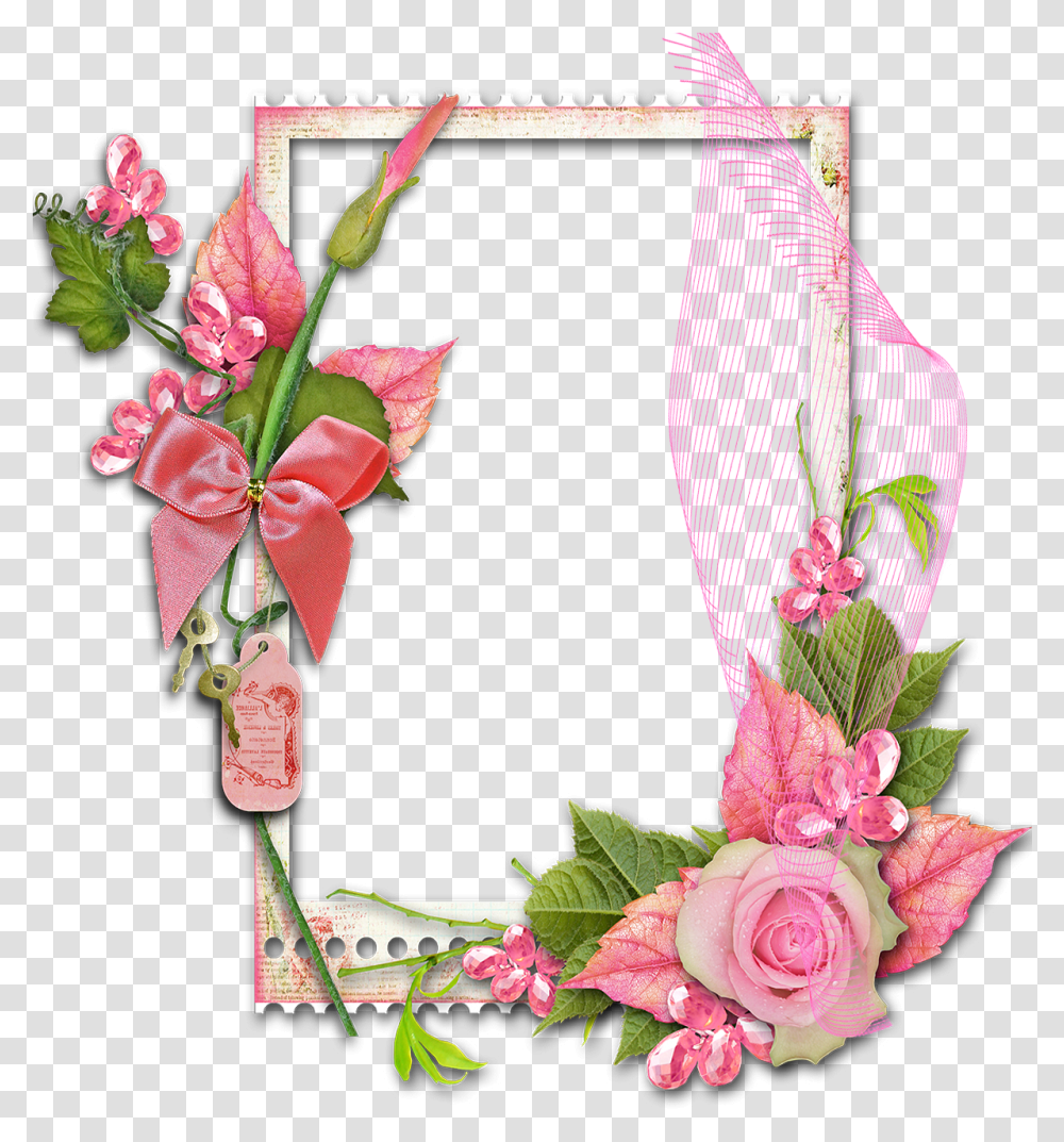 Flower Frame Text Background Paper Background Cadre Fleuri Rose, Ikebana, Vase, Ornament Transparent Png