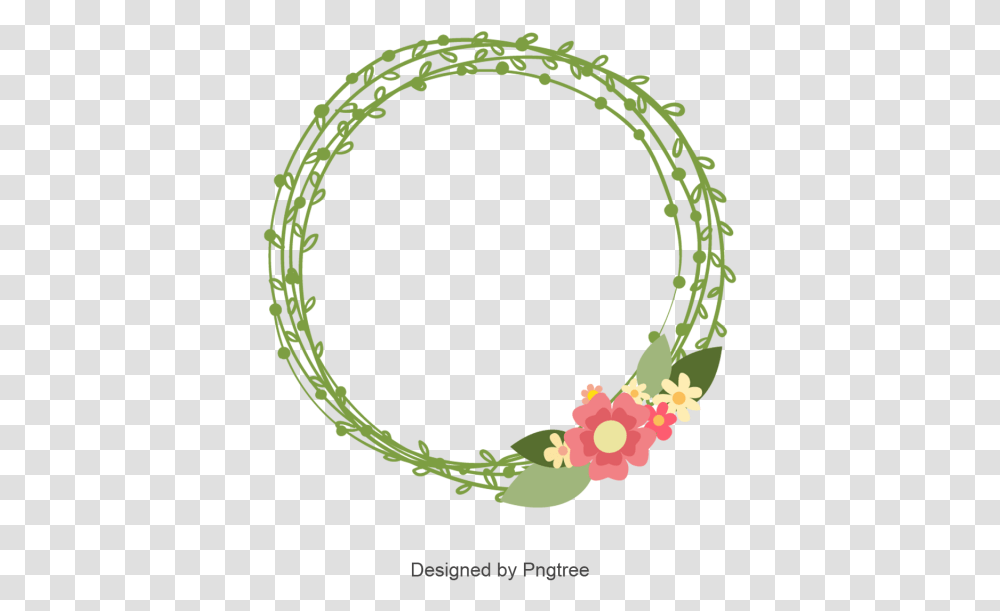 Flower Garland Border Green Circle Frame, Accessories, Accessory, Jewelry, Wreath Transparent Png